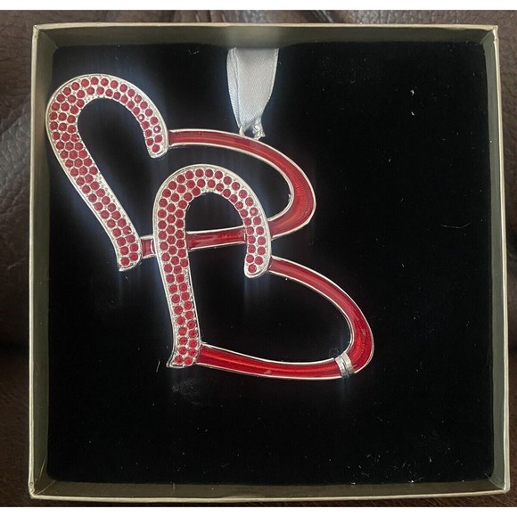 Harvey Lewis HEARTS Christmas Ornament Accented With SWAROVSKI Crystals 2005 NEW - Picture 1 of 2